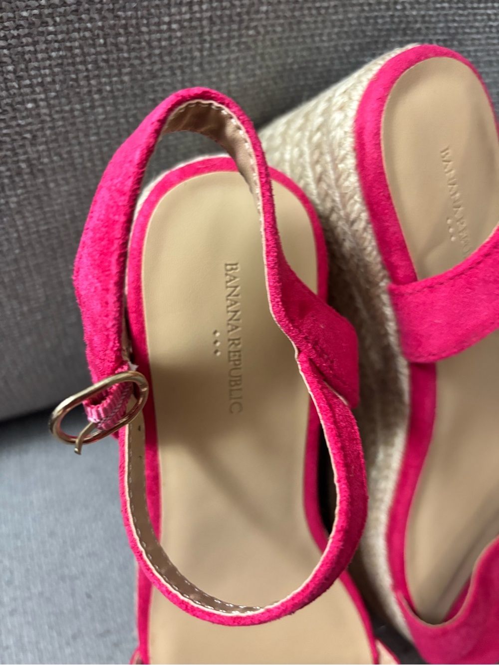 Banana Republic Fuchsia Suede Espadrille Wedge Sandals - Picture 2 of 8